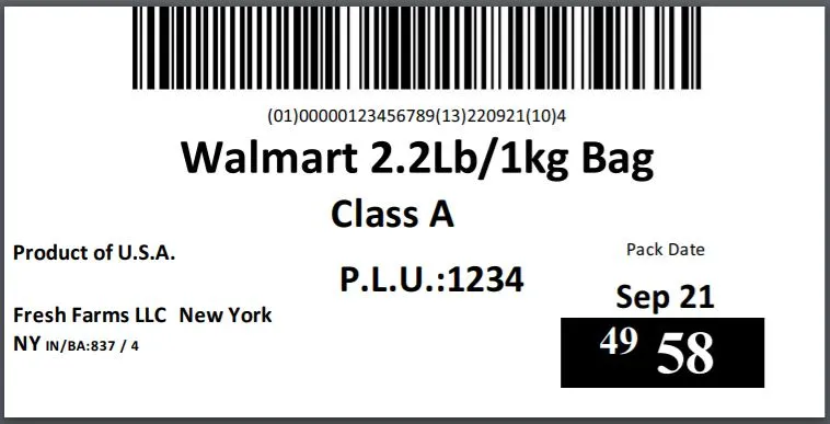 Fresh produce label