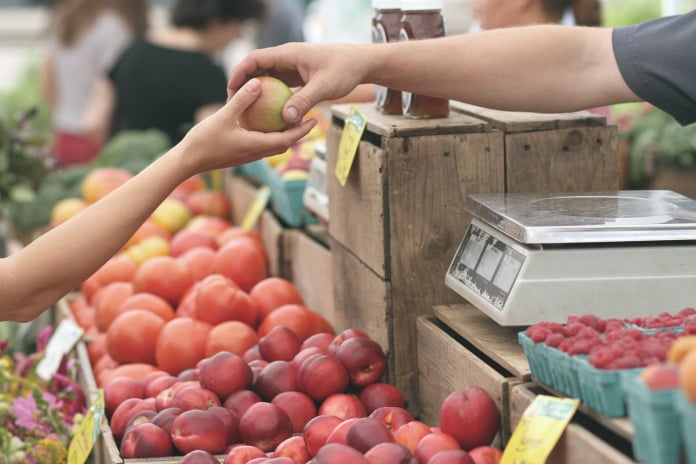 Consumer scanning a fresh produce QR code