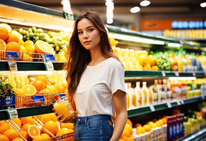Fresh produce purchaser scanning a CHAIN-TRACE code